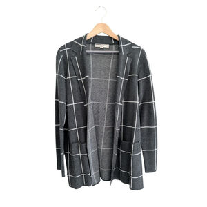 Loft Windowpane Sweater Blazer Neutral Women's size LP